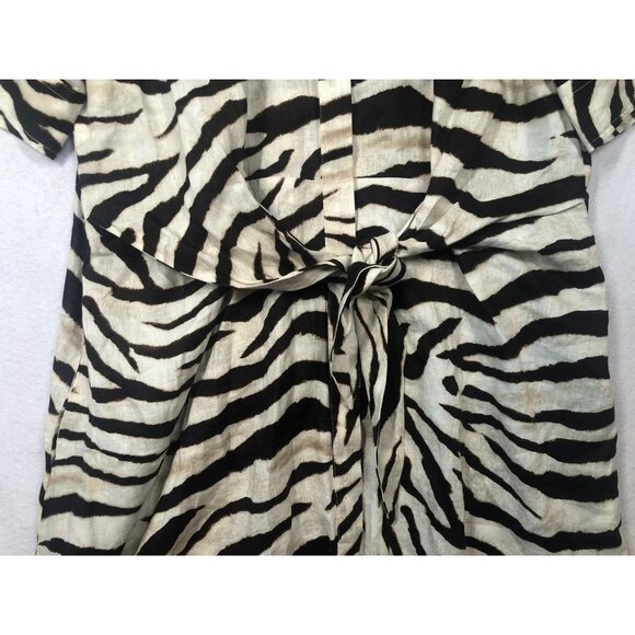 Lauren Ralph Lauren Animal Print Dress Fit & Flare Linen Shirtdress Women's 18W - Picture 7 of 11